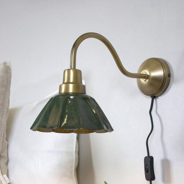 PR Home Stenska svetilka Ester, zelena, izstopna razdalja 34 cm, kovina, Zelena, Dnevna soba / jedilnica, Kovina, Vintage