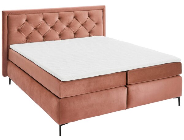 BOXSPRING POSTELJA 160 cm x 200 cm , tekstil starinsko roza
