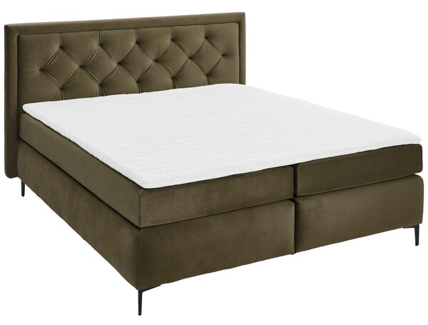 BOXSPRING POSTELJA 160 cm x 200 cm , tekstil temno zelena