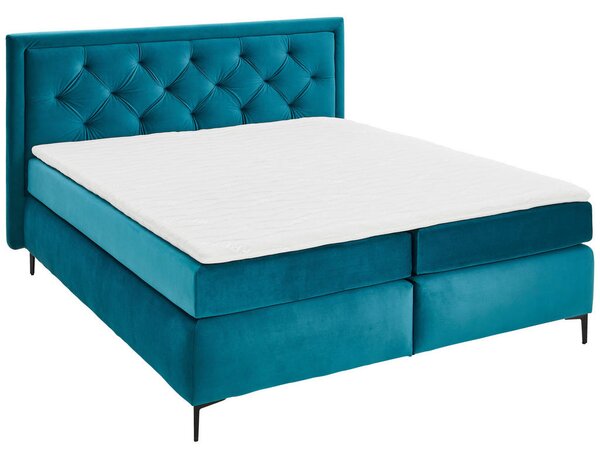 BOXSPRING POSTELJA 160 cm x 200 cm , tekstil turkizna