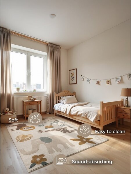 Kremno bela otroška preproga 120x170 cm Animal Safari – Hanse Home