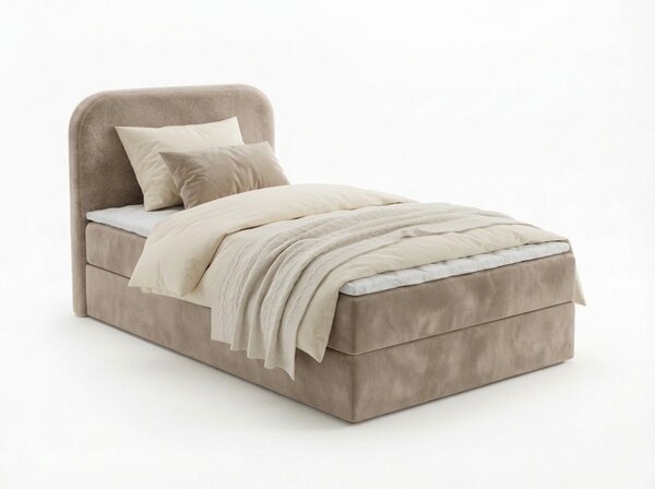 Oblazinjena postelja boxspring FORENA 90x200 cm bež Vzmetnica: Vzmetnica Bonell