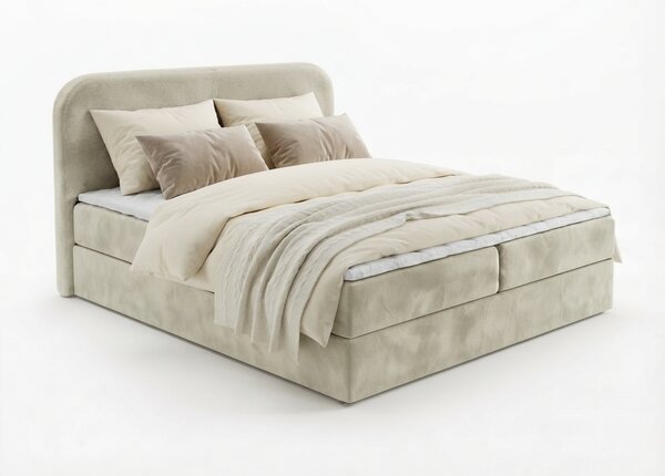 Oblazinjena postelja boxspring FORENA 140x200 cm kremna Vzmetnica: Vzmetnica Bonell