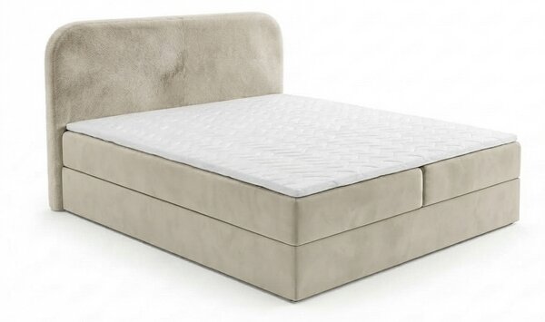 Oblazinjena postelja boxspring FORENA 140x200 cm kremna Vzmetnica: Vzmetnica Bonell