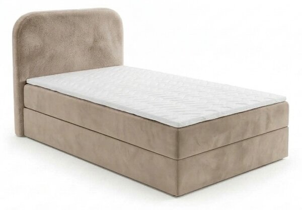 Oblazinjena postelja boxspring FORENA 90x200 cm bež Vzmetnica: Vzmetnica Bonell