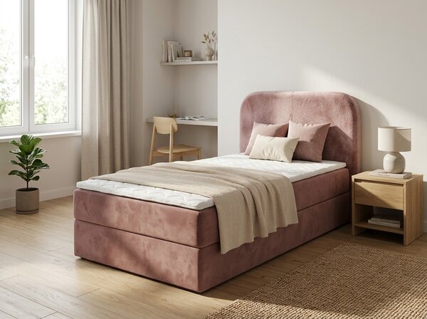Oblazinjena postelja boxspring FORENA 90x200 cm starinsko roza Vzmetnica: Vzmetnica Bonell