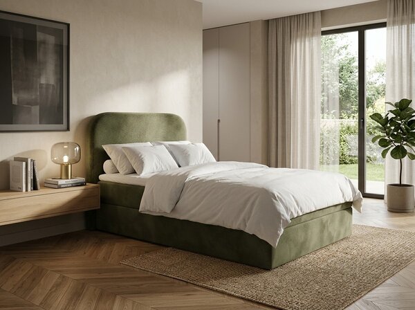 Obložena postelja boxspring FORENA 90x200 cm temno zelena Vzmetnica: Vzmetnica Bonell