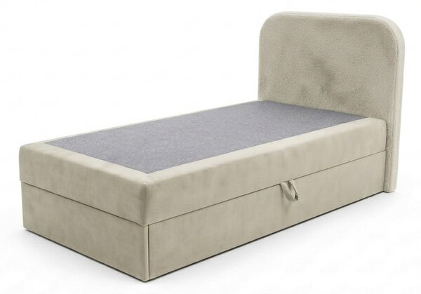 Oblazinjena postelja boxspring FORENA 90x200 cm kremna Vzmetnica: Vzmetnica Bonell