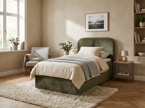 Obložena postelja boxspring FORENA 90x200 cm temno zelena Vzmetnica: Vzmetnica Bonell