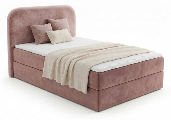 Oblazinjena postelja boxspring FORENA 90x200 cm starinsko roza Vzmetnica: Vzmetnica Bonell