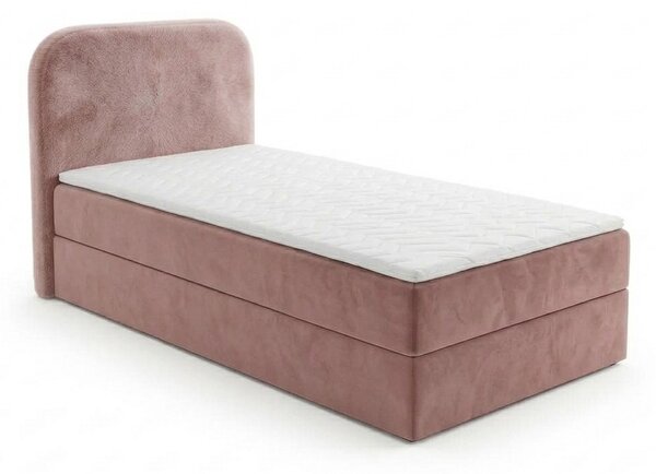 Oblazinjena postelja boxspring FORENA 90x200 cm starinsko roza Vzmetnica: Vzmetnica Bonell