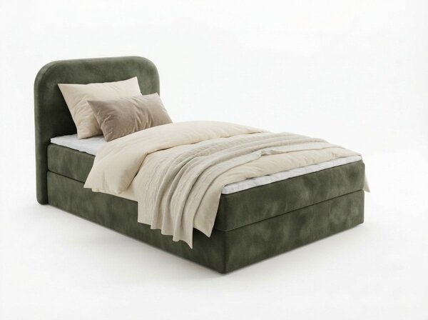 Obložena postelja boxspring FORENA 90x200 cm temno zelena Vzmetnica: Vzmetnica Bonell
