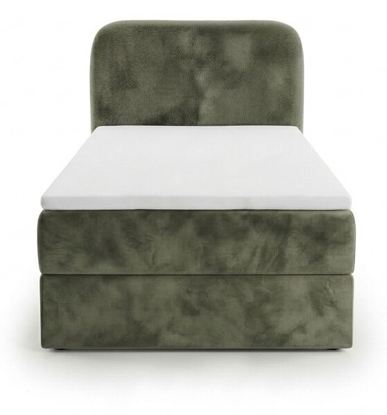 Obložena postelja boxspring FORENA 90x200 cm temno zelena Vzmetnica: Vzmetnica Bonell