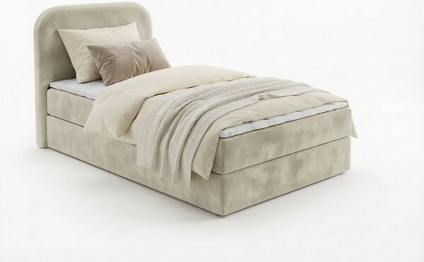 Oblazinjena postelja boxspring FORENA 90x200 cm kremna Vzmetnica: Vzmetnica Bonell