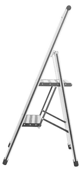 Wenko Zložljiva lestev Design (Število prečk: 2 kos, Nosilnost: 150 kg, Aluminij, Srebrna)