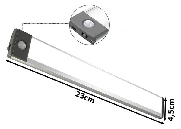 LED samolepilna aku. svetilka s senzorjem gibanja magnetna 23cm