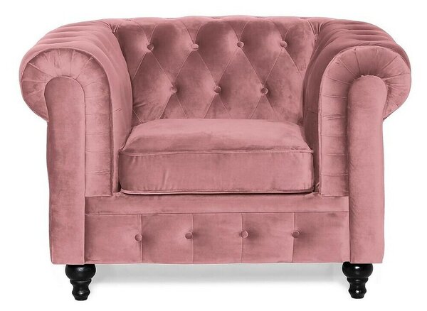 Chesterfield fotelj Manor House B105, Rožnata, 112x85x75cm, Noge: Les