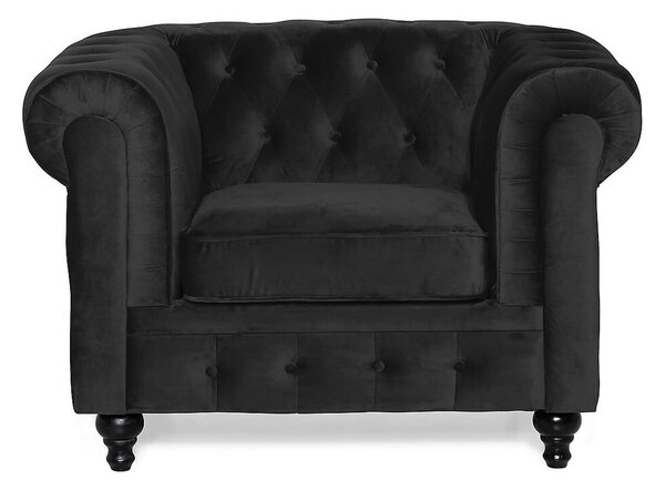 Chesterfield fotelj Manor House B105, Črna, 112x85x75cm, Noge: Les