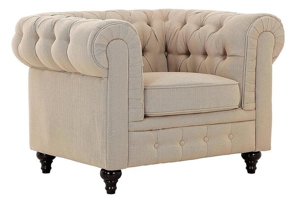 Chesterfield fotelj Manor House B105, Bež, 112x85x75cm, Noge: Les