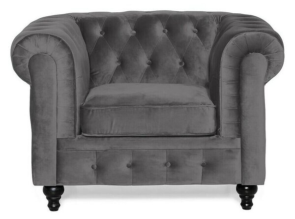 Chesterfield fotelj Manor House B105, Temno siva, 112x85x75cm, Noge: Les