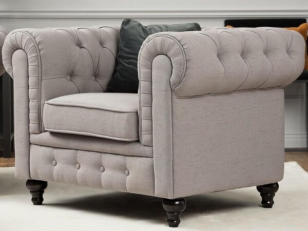 Chesterfield fotelj Manor House B105, Siva, 112x85x75cm, Noge: Les