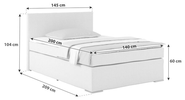 Based Postelja Boxspring Nero -Based-, Črna, 140x200