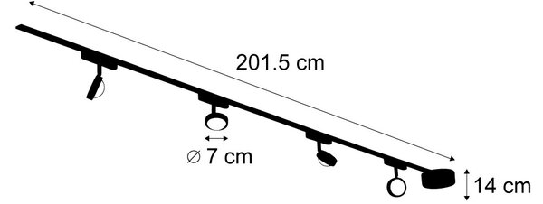 Modern railsysteem met 4 spots zwart 1-fase - Magnetic Lance