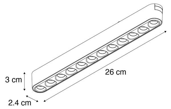 Moderna črna stropna svetilka za tirni sistem 1-fazni 12W 3000K - Magnetic Puntua