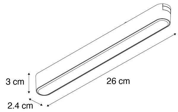 Moderni črni tirni reflektor 1-fazni 10W 3000K - Magnetic Marra