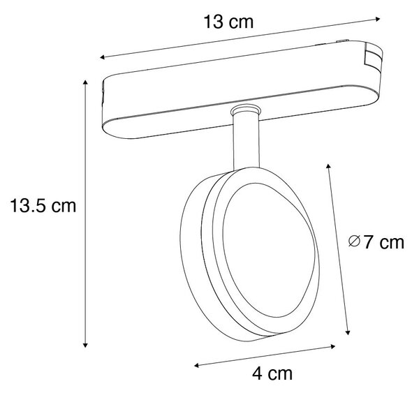 Moderni črni reflektor za enofazni tirni sistem, vključno z LED, vrtljivi in nagibni - Magnetic Lance