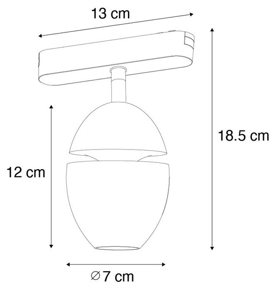 Moderni črni reflektor za enofazni tirni sistem vključno z LED - Magnetic Eggy