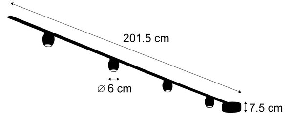 Modern railsysteem met 4 spots zwart 1-fase - Magnetic Zagaye