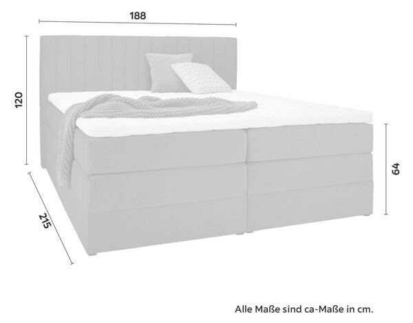 Premium Living Postelja Boxspring Simon, Temno Siva, 180x200