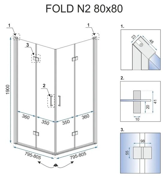 Rea zložljiva tuš kabina Fold N2