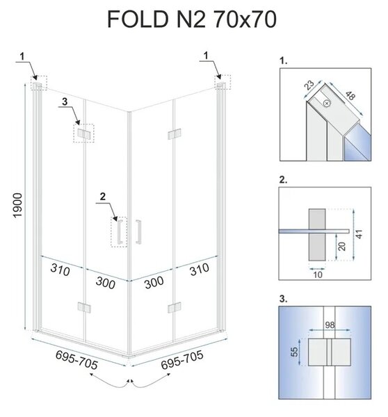 Rea zložljiva tuš kabina Fold N2