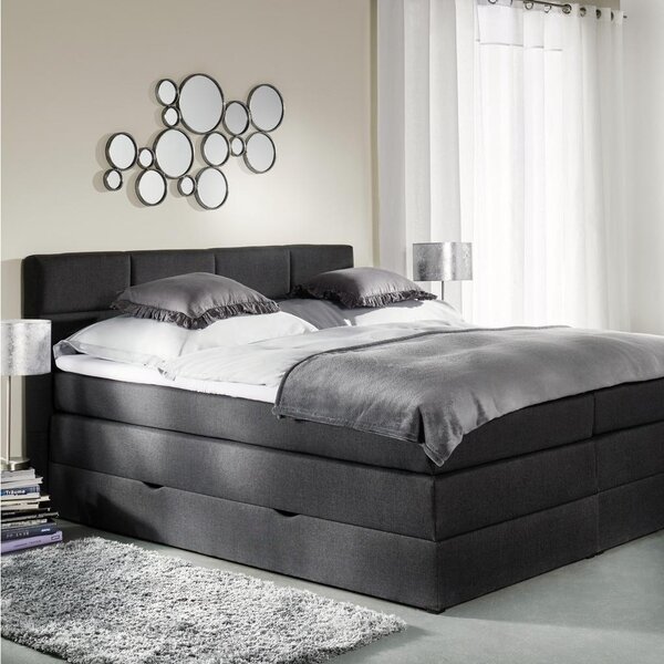 Bessagi Home Postelja Boxspring Greta, T. Siva, S Predalom, 180x200