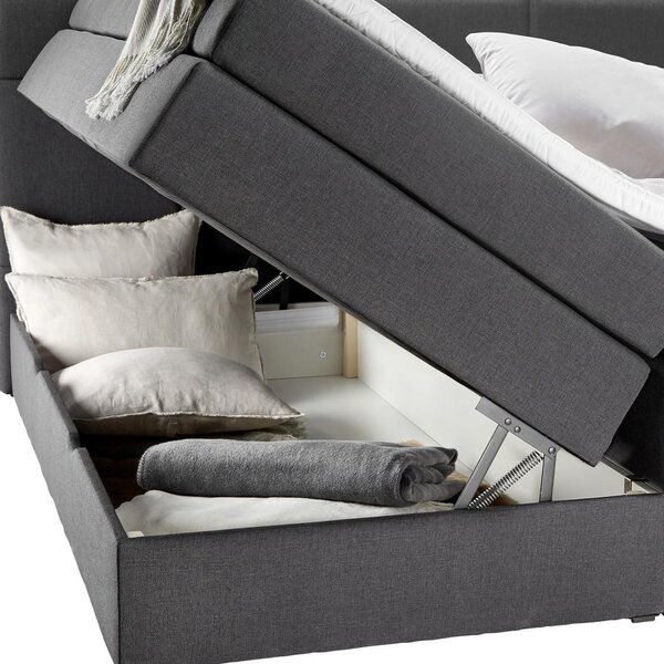 Bessagi Home Postelja Boxspring Greta, T. Siva, S Predalom, 180x200