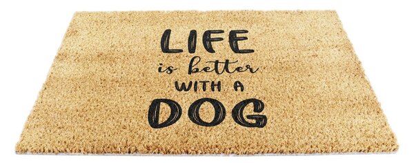 Predpražnik iz kokosovih vlaken 40x60 cm Life Is Better With a Dog – Artsy Doormats