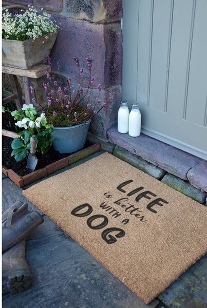 Predpražnik iz kokosovih vlaken 40x60 cm Life Is Better With a Dog – Artsy Doormats