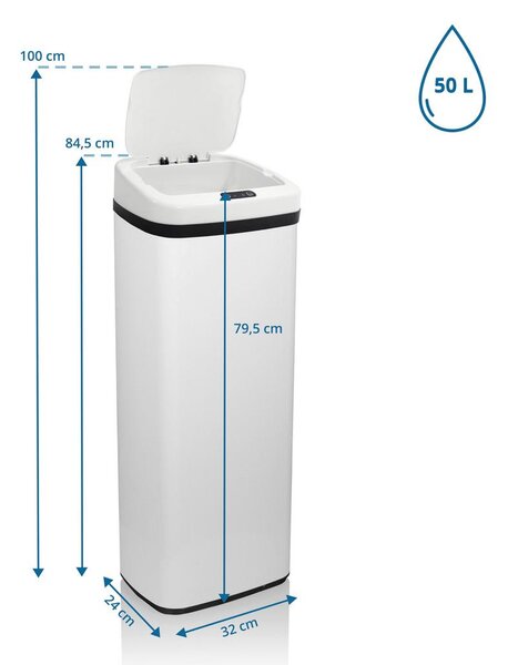 MID.YOU Koš Za Smeti Clean V, 50 L, Bela, S Senzorjem