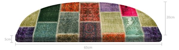 Komplet 16 preprog za stopnice Vitaus Patchwork, 65 x 20 cm