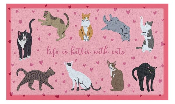 Predpražnik 40x70 cm Life Is Better With Cats – Artsy Doormats