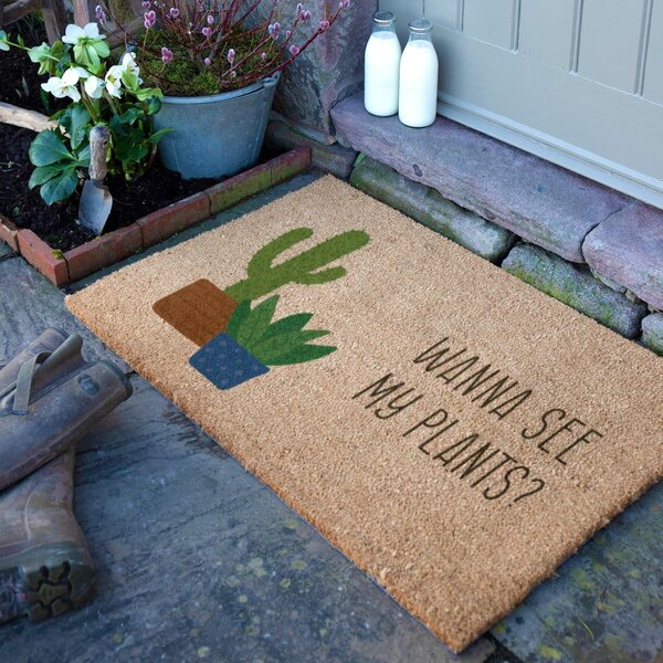 Predpražnik iz kokosovih vlaken 40x60 cm Wanna See My Plants – Artsy Doormats