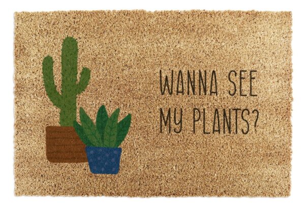 Predpražnik iz kokosovih vlaken 40x60 cm Wanna See My Plants – Artsy Doormats