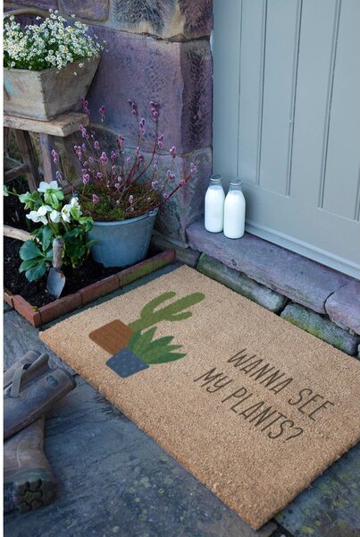 Predpražnik iz kokosovih vlaken 40x60 cm Wanna See My Plants – Artsy Doormats