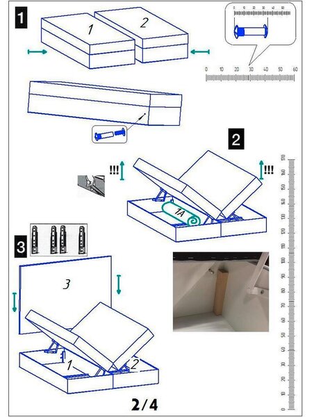 Bessagi Home Postelja Boxspring Kilian, Modra, 180x200