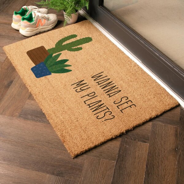 Predpražnik iz kokosovih vlaken 40x60 cm Wanna See My Plants – Artsy Doormats