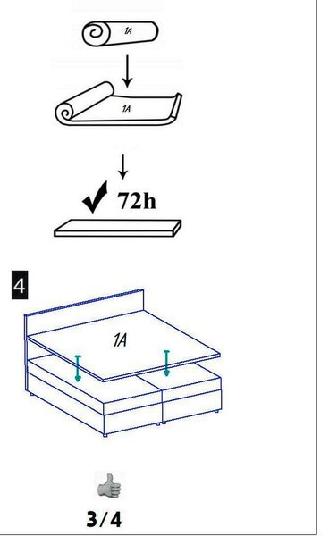 Bessagi Home Postelja Boxspring Kilian, Modra, 180x200