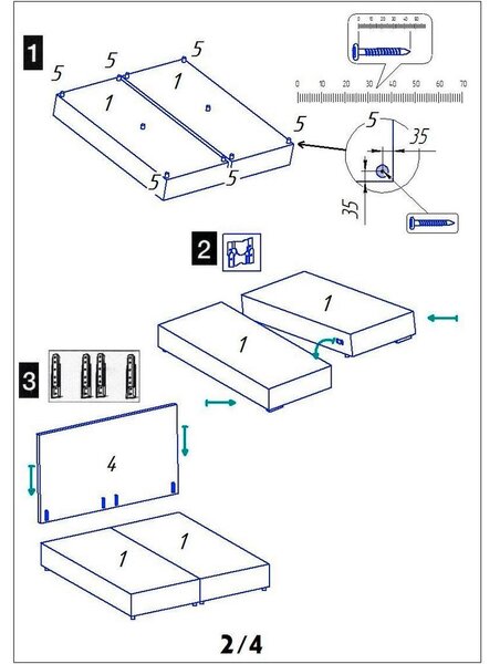 Bessagi Home Postelja Boxspring Melia, Siva, 180x200