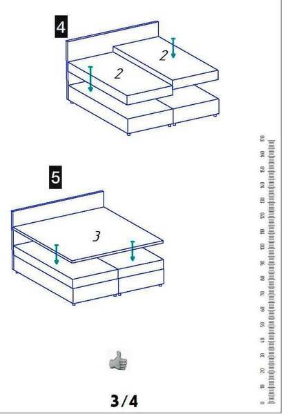 Bessagi Home Postelja Boxspring Melia, Siva, 180x200